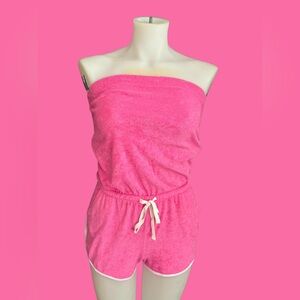 Vintage-Inspired No Boundaries Pink Terry Cloth Romper